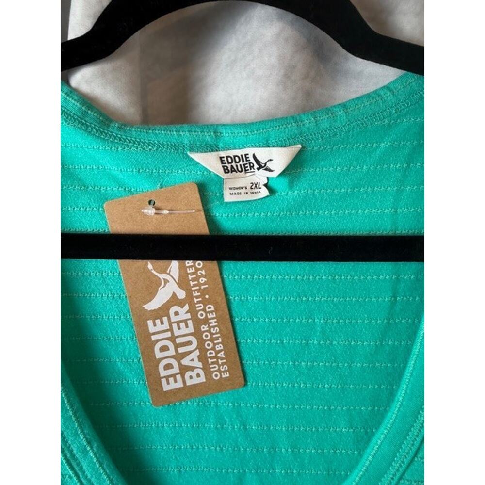 Women's Eddie Bauer Ripple Jacquard V-neck Tank Top, XXL, Seagreen NWT - Picture 4 of 6